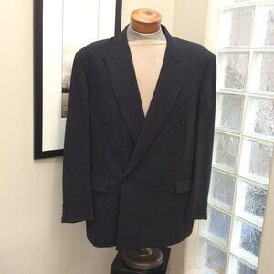 PONTI  Double Breasted Black Wool Suit Jacket Blazer 46T